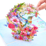 3D Pop Up Card – Hummingbird And Blooming Garden Design | Handcrafted Greeting Card For Wife, Husband, Girlfriend, Mom, Dad, Mother, Father | Heartfelt Gift For Birthday, Get Well, Thank You, Anniversary Or Appreciation