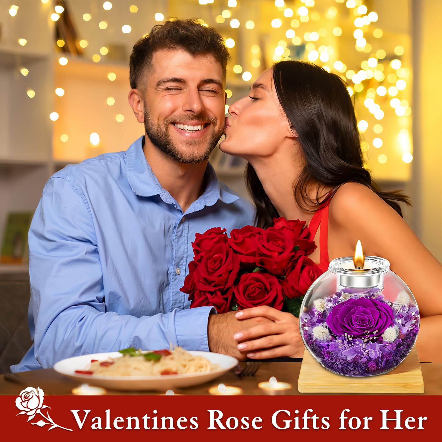 Valentines Day Rose Gifts For Her Birthday Gifts For Women Preserved Real Rose In Glass Dome With Scented Fresh Flowers For Delivery Mothers Day Anniversary Rose For Her Mom Grandma Girlfriend Wife