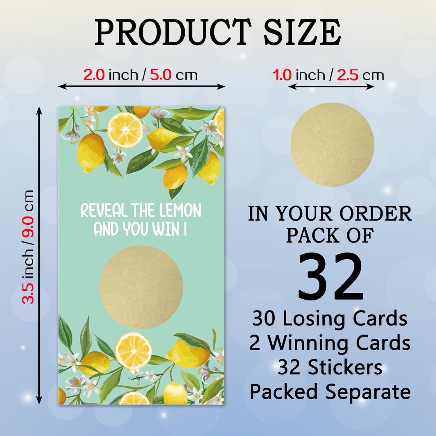 32 Pcs Lemon Theme Scratch Off Cards, Lemon Bridal Shower Scratch Off Tickets, Lottery Prize Raffle Tickets For Wedding Engagement Party, Funny Citrus Fruits Birthday Party Cards Supplies