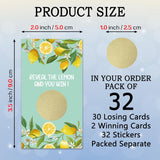 32 Pcs Lemon Theme Scratch Off Cards, Lemon Bridal Shower Scratch Off Tickets, Lottery Prize Raffle Tickets For Wedding Engagement Party, Funny Citrus Fruits Birthday Party Cards Supplies