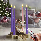 Battery-Operated Led Flickering Advent Candles, Set Of 4 With Remote Timer - For Christmas Wreath