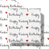 Funny Birthday Wrapping Paper Roll For Friends, Mini Roll, Black Happy Birthday Text With Red Hearts Gift Wrap Paper For Milestone Birthdays, 17 Inches X 16.4 Feet