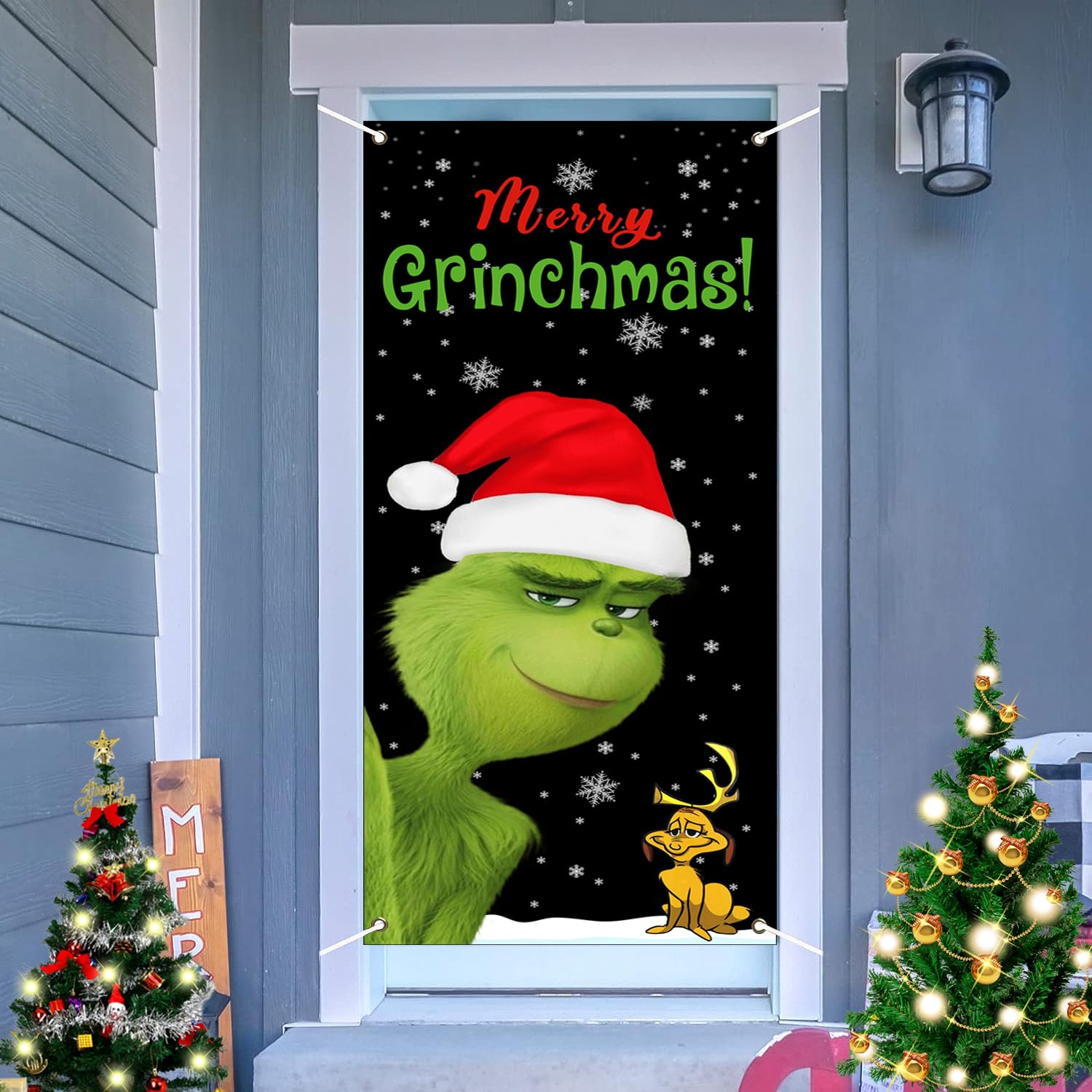 Merry Christmas Party Door Cover - Indoor/Outdoor Decoration, 29.5X71 Inches