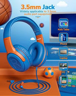 Kids Wired Headphones with Mic, Volume-Limiting, Foldable & Safe for Learning