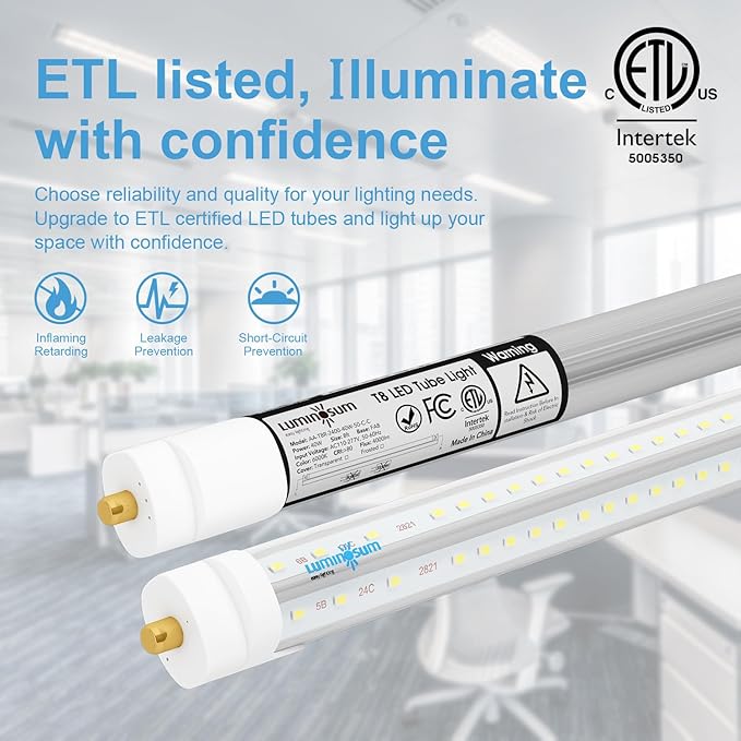 20 Pack 8FT T8 LED Bulbs 100W 12000LM 5000K V Shaped Dual End Ballast Bypass Tube Lights