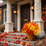 Artificial Flowers Outdoor Fall Decor - 12 Pcs Uv Resistant Fade Proof Fake Plants For Garden Porch, Thanksgiving Autumn Decorations, Waterproof For All Weather