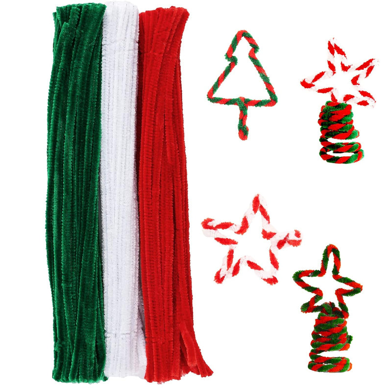 150 Pieces Christmas Pipe Cleaners Chenille Stem,50 White Craft Pipe Cleaners,