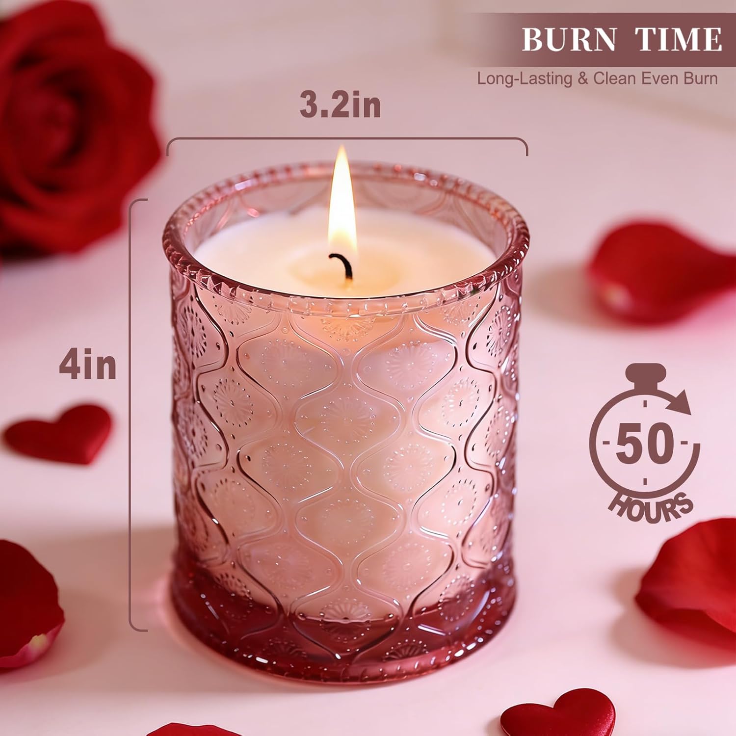 Pink Sands Scented Candle In Glass, Melon & Osmanthus Jar Candle Natural Soy Candles For Home Scented, Valentine'S Day Gift For Women, 60 Hour Burn Time,Friends, Family, Colleagues