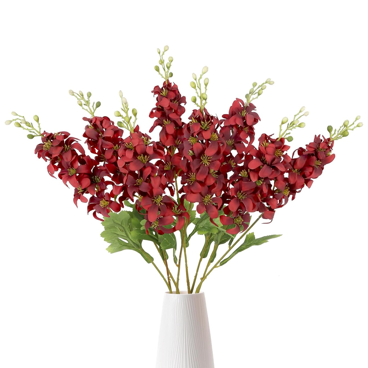 8Pcs Red Hyacinths Artificial Flowers Fake Snapdragon Flowers Faux Delphinium Silk Flowers For Wedding Home Outdoor Garden Baby Shower Floral Arrangements Centerpiece Table Decorations (Red)