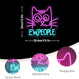 “Ew, People” Cat Neon Sign LED Wall Light Anti Social Introvert Decor for Bedroom Library Shop Mall