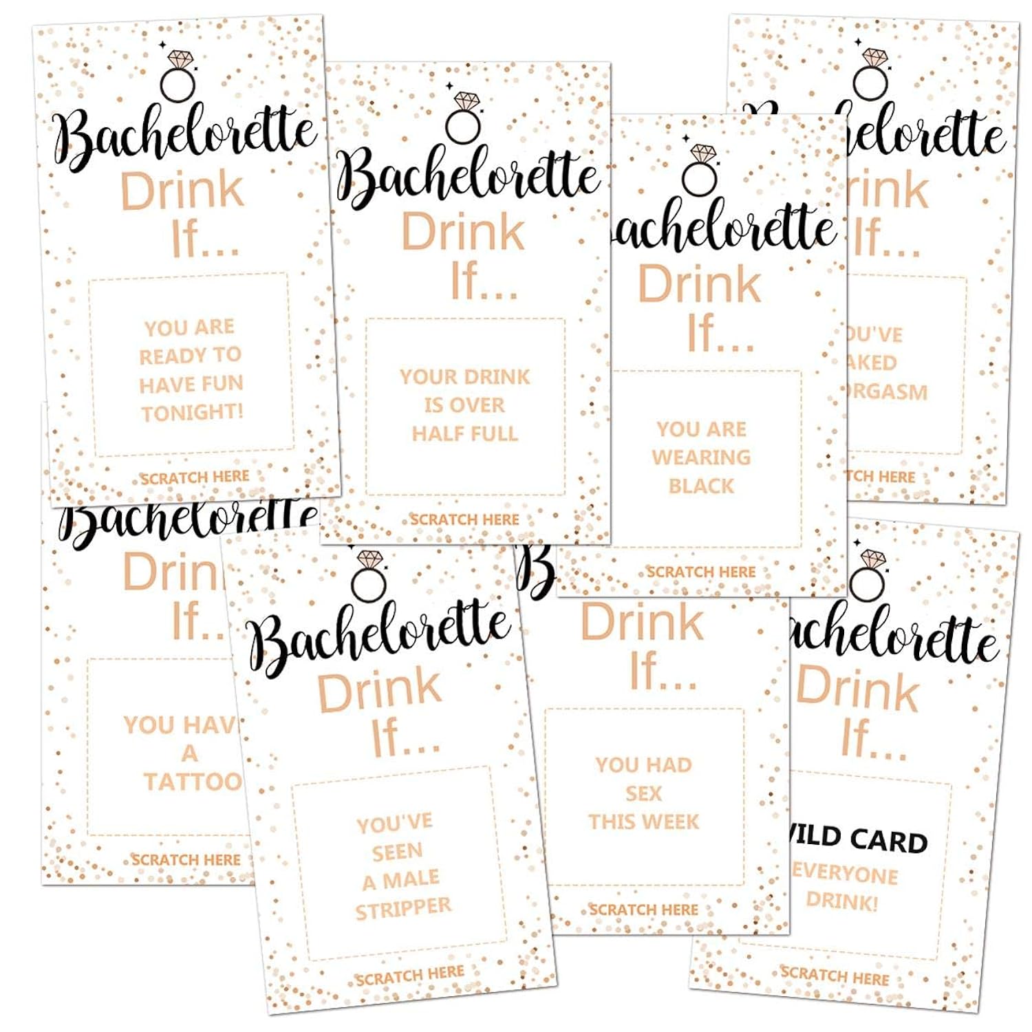 Bachelorette Party Drinking Games - Drink If Games Scratch Off Cards - Perfect For Girls Night Out Activity,Bridal Showers,Bridal Parties,Wedding Showers,Engagement And Birthday - 40 Sheets(White)