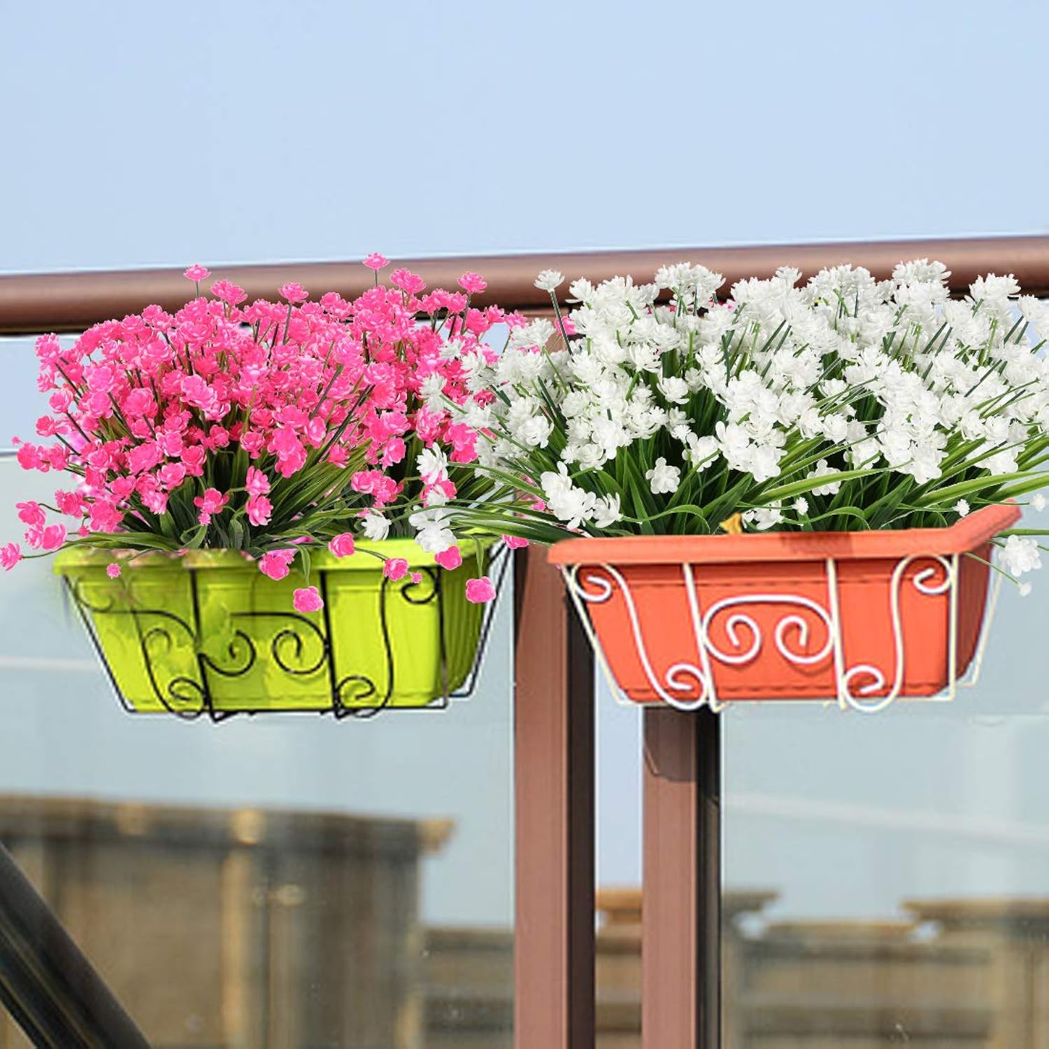 20Pcs Artificial Flowers,Fake Greenery Faux Plastic Bushes Fake Shrubs Uv Resistant No Fade Faux Plastic Flowers For Wedding Hanging Bouquet Indoor Outdoor Home Garden Office Table Vase(White)