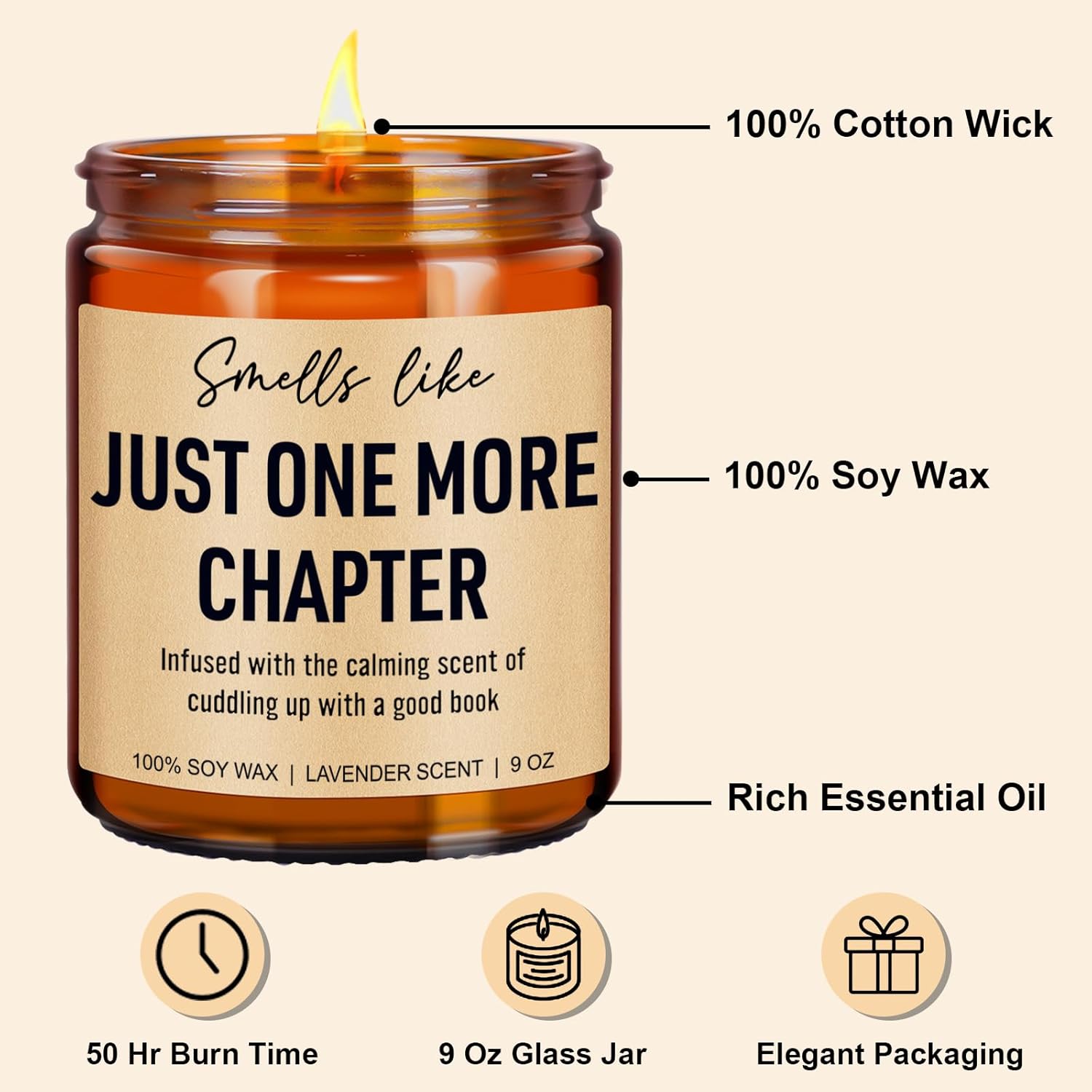 Funny Scented Candle, Book Lovers Gifts, Reading Accessories - Valentines Day, Birthday Gifts For Book Lovers Women, Men, Readers, Librarian, Bookworm, Nerd - Bookish Club Presents - 9 Oz