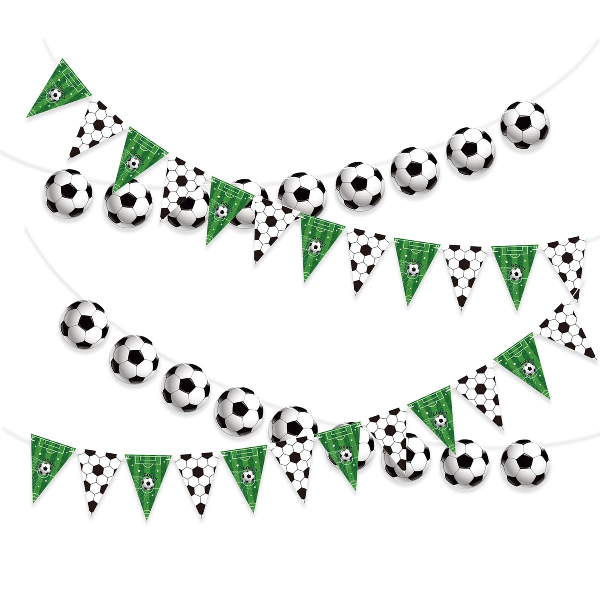 4 Pcs Soccer Banners Soccer Party Decorations Pennant Banner for Sports Ball Birthday Party Supplies