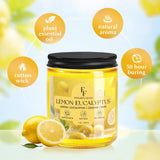 Lemon Eucalyptus Scented Candle, Natural Soy Wax Jar Candle For Home Scented, 100-Hour Burn Time Gifts For Women Men, 7 Oz (2 Pack)