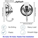 Suction Cup Hooks For Shower, Bathroom, Kitchen, Glass Door, Mirror, Tile – Loofah, Towel, Coat, Bath Robe Hook For Garland Decoration – Waterproof Wreath Hanger (2Pack, Silver)