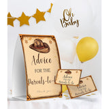 Advice For The Parents-To-Be 1 Sign + 50 Cards, Cowboy Baby Shower Games, Cowboy Theme, Cowboy New Parents Advice Cards, New Mom & Dad Keepsakes (Ges22)