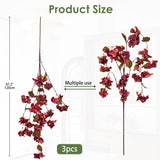 Artificial Bougainvillea Branches 47" Long Wisteria Vines Trailing Artificial Flowers For Front Door Porch Planter Urn Patio Balcony Drooping Flowers Dark Mauve Bugambilias For Planters