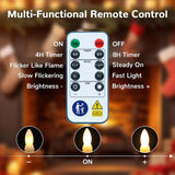 Flameless Candles With Remote Timer, 7.9" Ivory Battery Operated Led Taper Dripless Floating Flickering Candles For Wedding Halloween Thanksgiving Christmas Themed Party Valentines Decorations