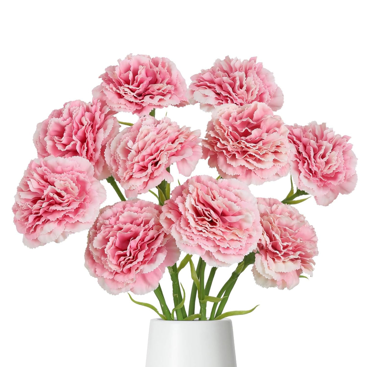 Pink Carnations Artificial Flowers 10Pcs Faux Carnations Flowers With Stems Fake Silk Carnations For Home Wedding Party Table Centerpieces Floral Arrangements Decor (Pink)
