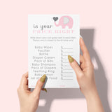 Pink Elephant Guess The Price Baby Shower Games - 25 Cards - Modern Princess Themed Baby Shower Game Ideas - Jungle Animal 4X6 Printed Set