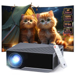 1080P Projector, WiFi, Bluetooth, 18000L, 300" Display, Full HD, Grey, Portable