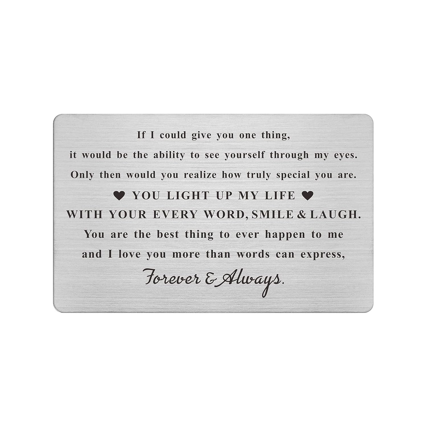 Engraved Wallet Card Inserts For Husband Boyfriend Him, Anniversary Metal Gifts, Mini Love Note For Wife Girlfriend Her, Romantic Valentines Christmas Presents
