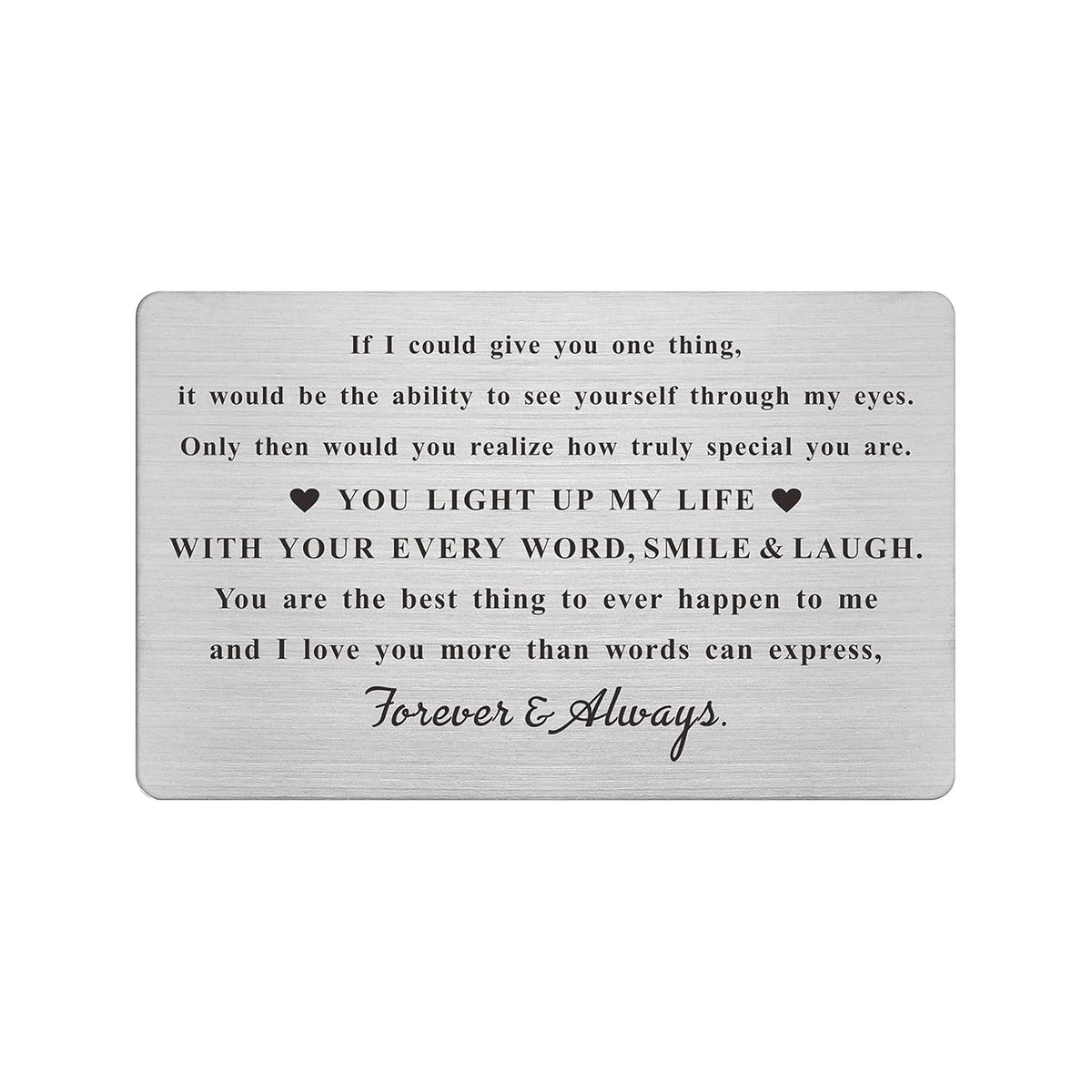 Engraved Wallet Card Inserts For Husband Boyfriend Him, Anniversary Metal Gifts, Mini Love Note For Wife Girlfriend Her, Romantic Valentines Christmas Presents