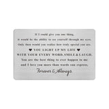 Engraved Wallet Card Inserts For Husband Boyfriend Him, Anniversary Metal Gifts, Mini Love Note For Wife Girlfriend Her, Romantic Valentines Christmas Presents