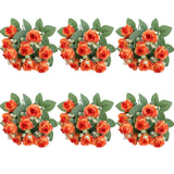 6-Pack Orange Silk Rose Bouquets, 60 Roses Artificial Flowers Heads With Faux Baby'S Breath Stems Leaves, Fake Roses For Wedding Bouquets, Centerpieces & Home Table Décor
