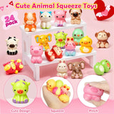 Valentines Day Cards For Kids School - 24 Pack Valentines Day Gifts, Slow Rising Animal Squeeze Toys For Classroom Exchange For Boys Girls 3+ Years Old