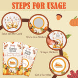 50 Pack Thanksgiving Scratch Off Game Cards Pumpkin Design Fall Party Game, Fun Autumn Dinner Activity And Raffle Prize Cards For Family And Classroom – A03