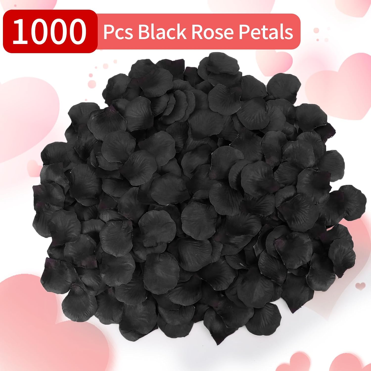 1000 Pcs Artificial Fake Rose Petals,Flower Petals For Romantic Night, Engagement, Party, Wedding, Event Flower Decorations, In Bulk(Black)