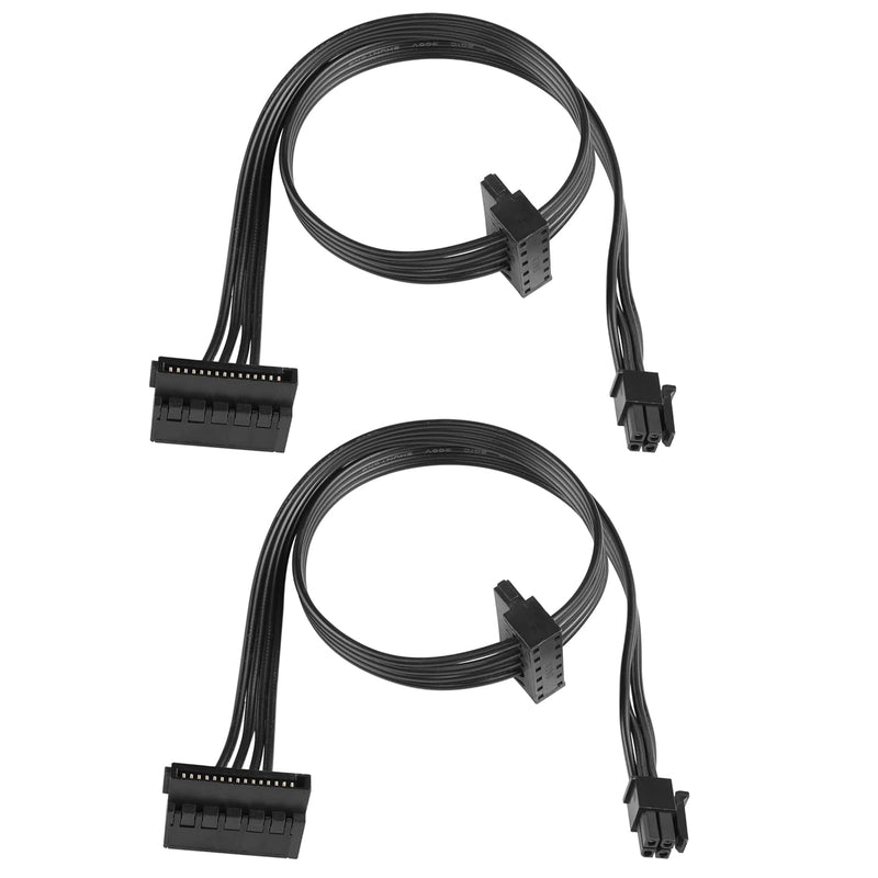 Motherboard Atx Mini 4-Pin To 2X Right-Angle 15 Pin Sata Power Splitter Cable