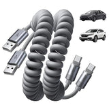 2 Pack 4FT Coiled USB A to USB C Fast Charging Cable for CarPlay Android Auto iPhone Samsung