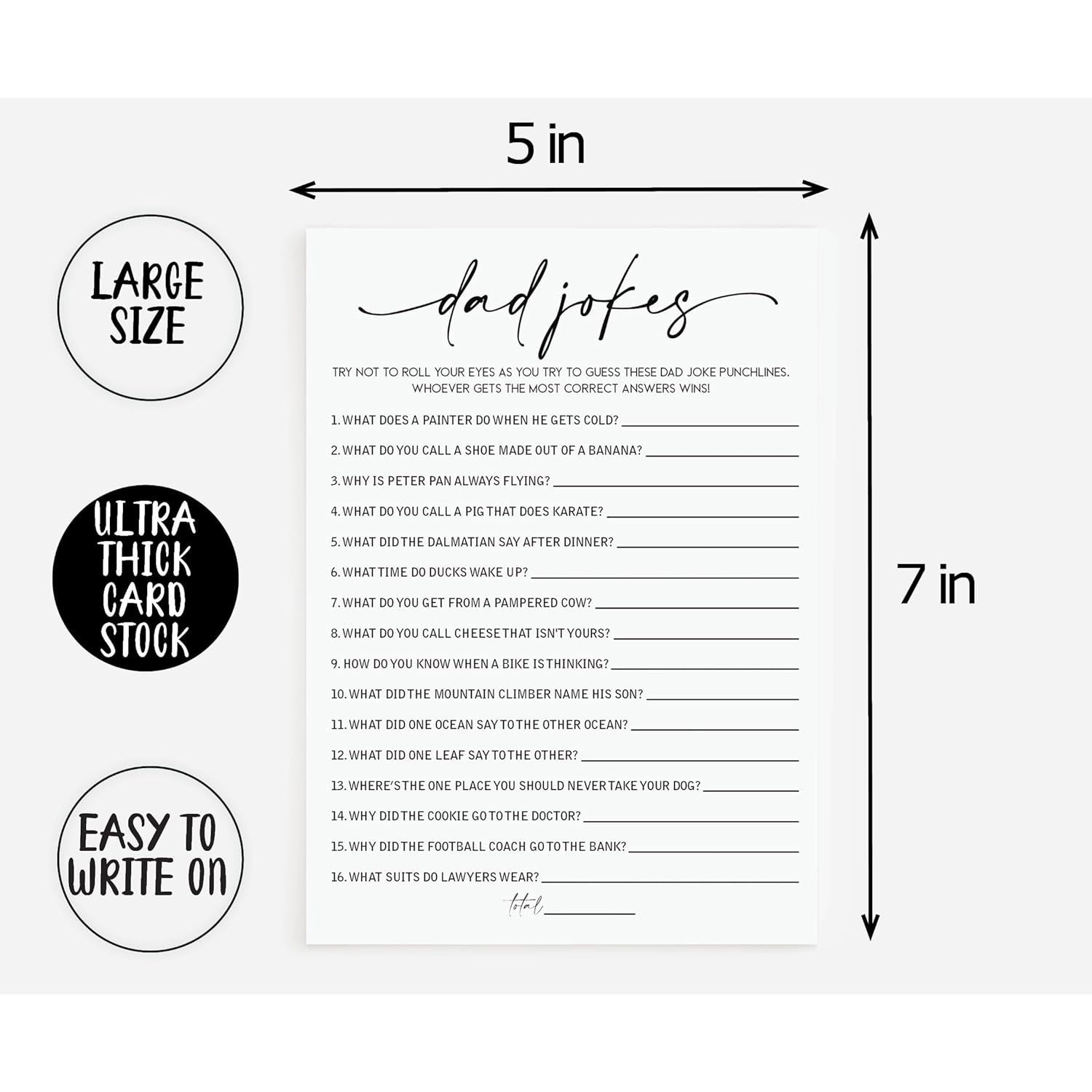 50 Baby Shower Dad Jokes Game (50-Cards) Fun Baby Shower Game Activity, Gender Neutral Boy Or Girl, Co-Ed, Minimalist