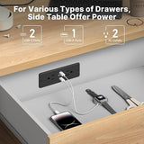 Flush Mount Furniture Power Strip USB C Ports Small Desk Outlet 6FT Black