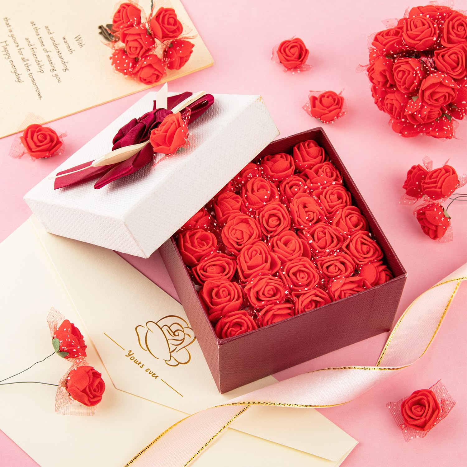 576Pcs Mini Valentine'S Day Fake Rose Flower Heads, Small Artificial Roses For Diy Wedding, Flowers Accessories For Hair Clips Headbands Dress