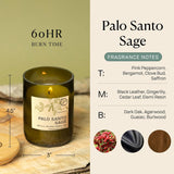 Paddywax Eco Green Collection Soy Wax Blend Candle in Glass Jar, Palo Santo Sage Scent, Green Vessel with Wood Lid, 8 oz