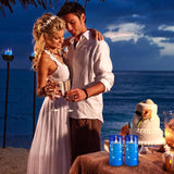 3"X6"Flickering Flameless Candles: Built-In Star String 3D Wick Battery Operated Led Candles With Remote And Timer For Wedding Valentine'S Day Decor, Blue 2 Pack