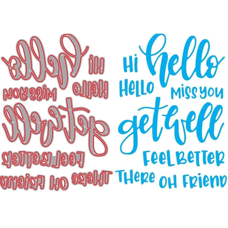 1Set Hello Feel Better Get Well Sentiment Dies Cuttings+Clear Stamp Me