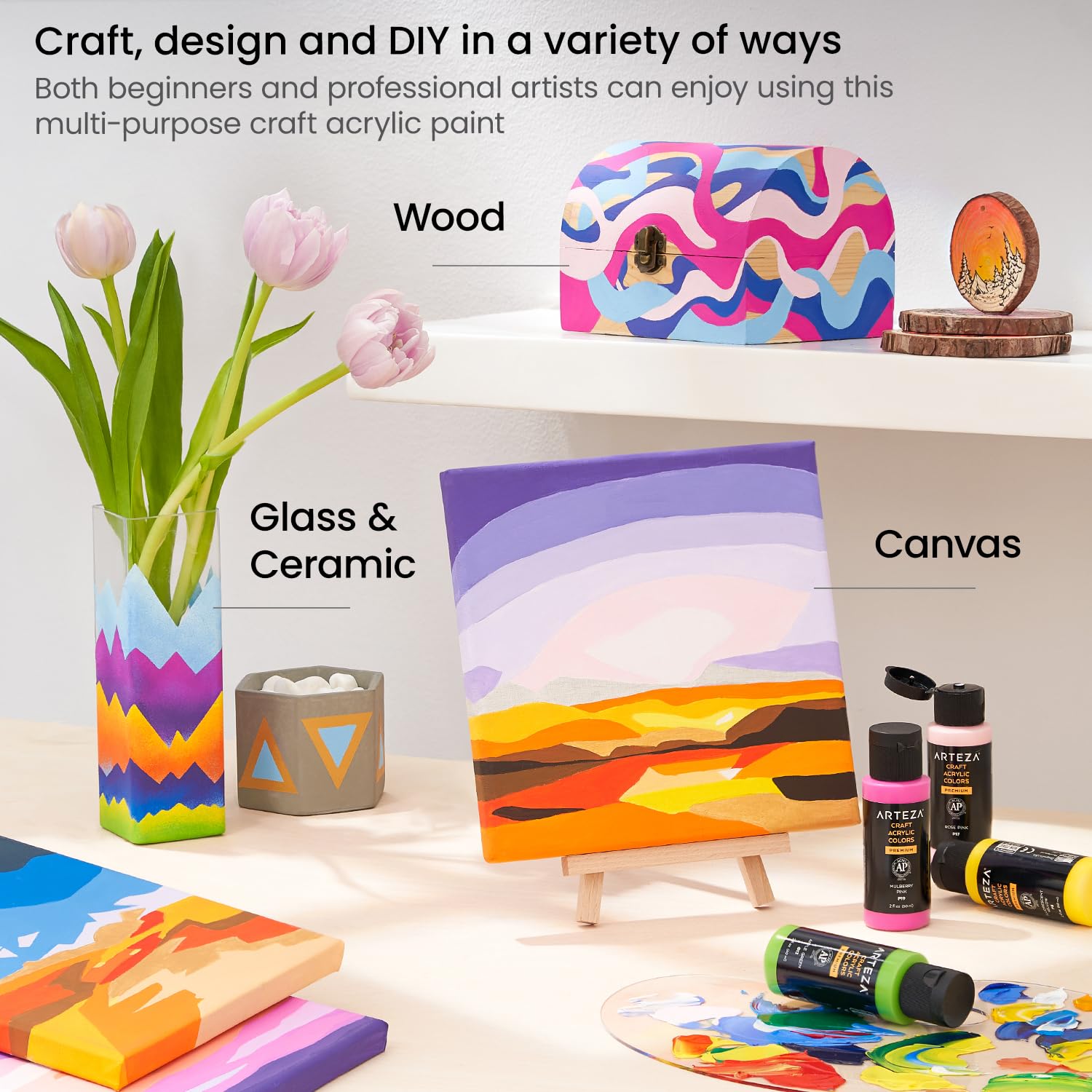 Craft Acrylic Paint, A105 Mustard Yellow, 4Fl Oz (118 Ml) Bottle, Water-Based, Blendable, Matte Acrylic Paint For Art & Diy Outdoor Projects On Glass, Wood, Ceramics, Fabrics, Paper & Canvas
