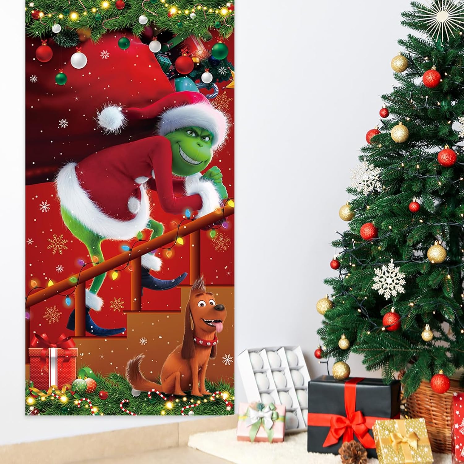 Christmas Banner Red And Green Xmas Hanging Sign Winter Seasonal Holiday Decor Merry Christmas Decorations For Home Party