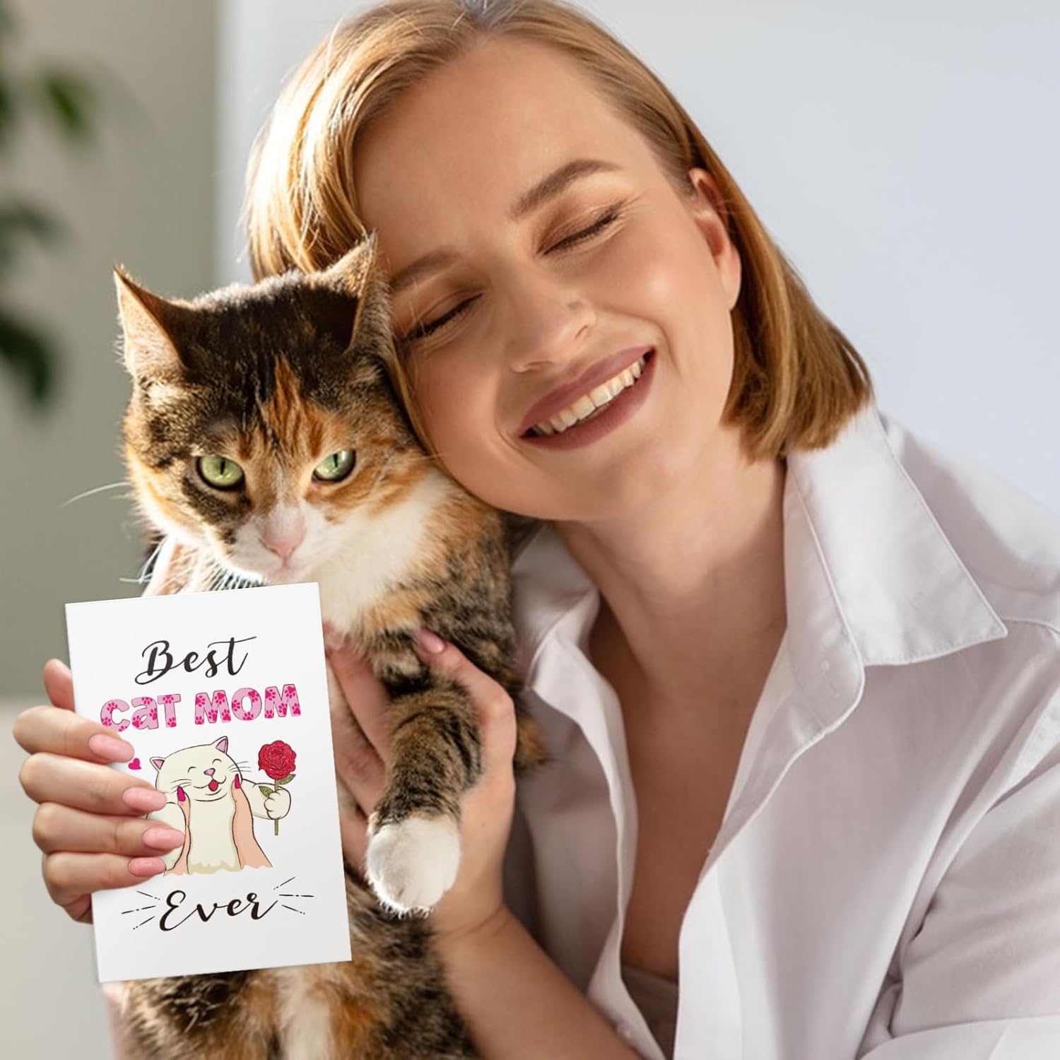 Funny Best Cat Mom Ever Mothers Day Card From Cat Kitty Daughter Son - Funny For Cat Mom Women With Envelope