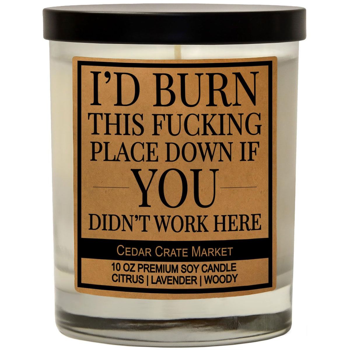 Funny Candle Gift For Coworker, Advinistrative Assistant Or Boss – “I’D Burn This Place Down If You Didn’T Work Here” – Premium Soy Candle Lavender Scented, Made In The Usa