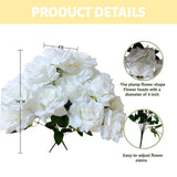 2 Bouquets, White Roses Artificial Flowers, Fake Roses Bouquet, 18 Heads, 16 Inch, Faux Wedding Bouquets With Stems, Floral Centerpieces For Tables, Outdoor Decor (White)