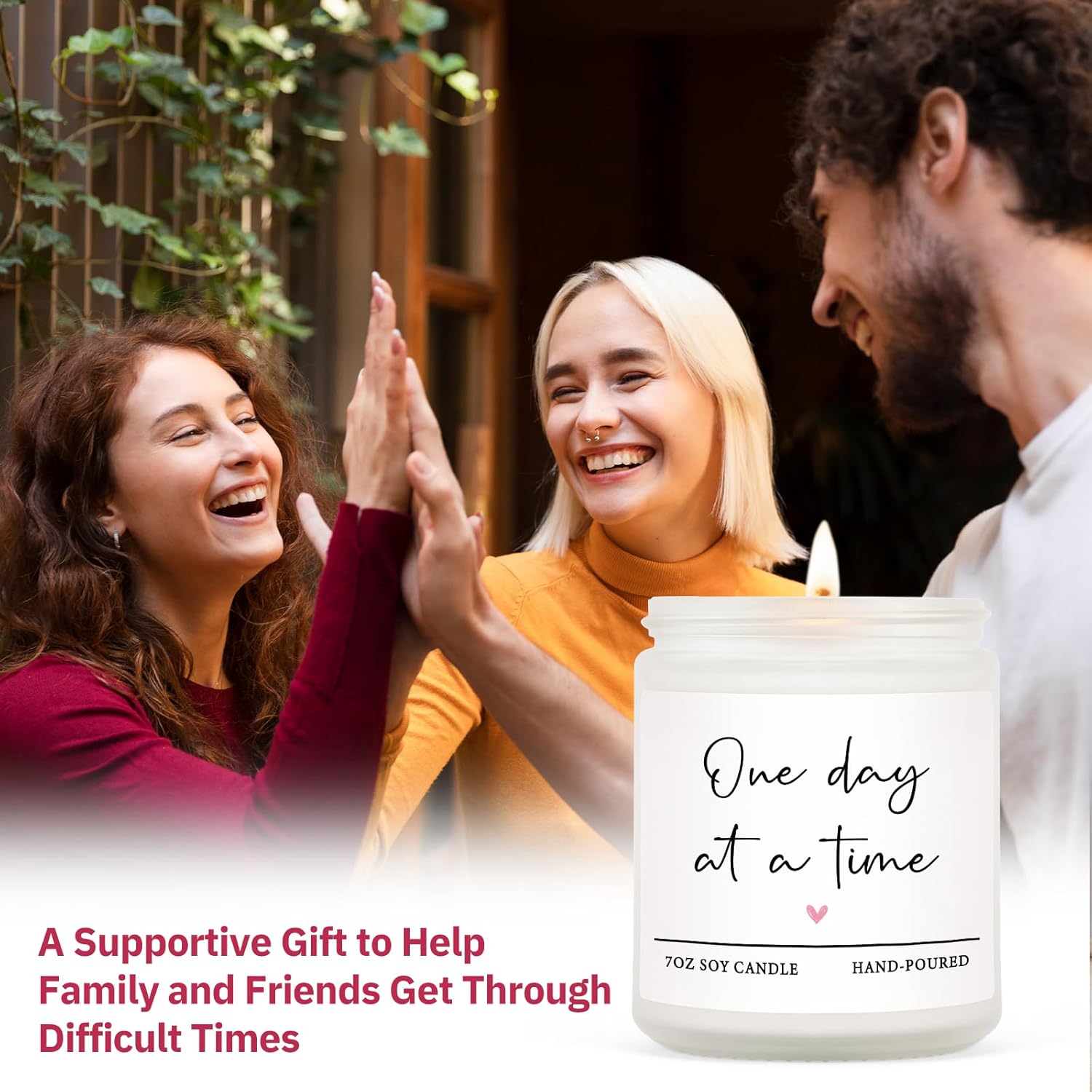 Get Well Gifts For Women Men, Thinking Of You Gift-One Day At A Time Lavender Scented Candle 7Oz, Inspirational Breast Cancer Care Present, Encouragement Sympathy Bereavement Christmas Gift