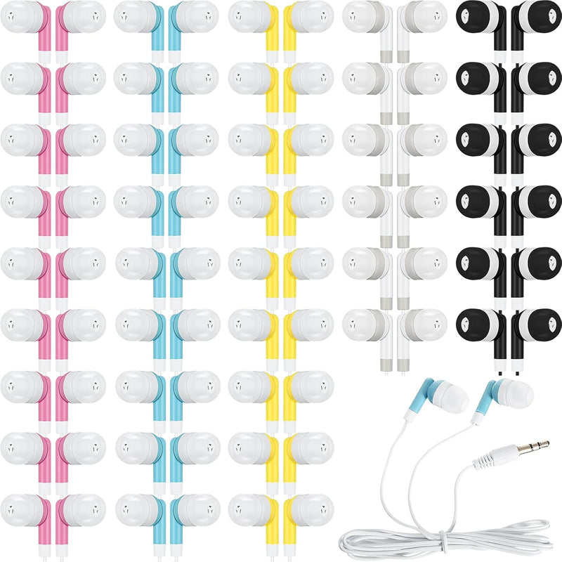 100 Packs Bulk Earbuds Headphones Earphones Kids Colorful In Ear Earbuds Class