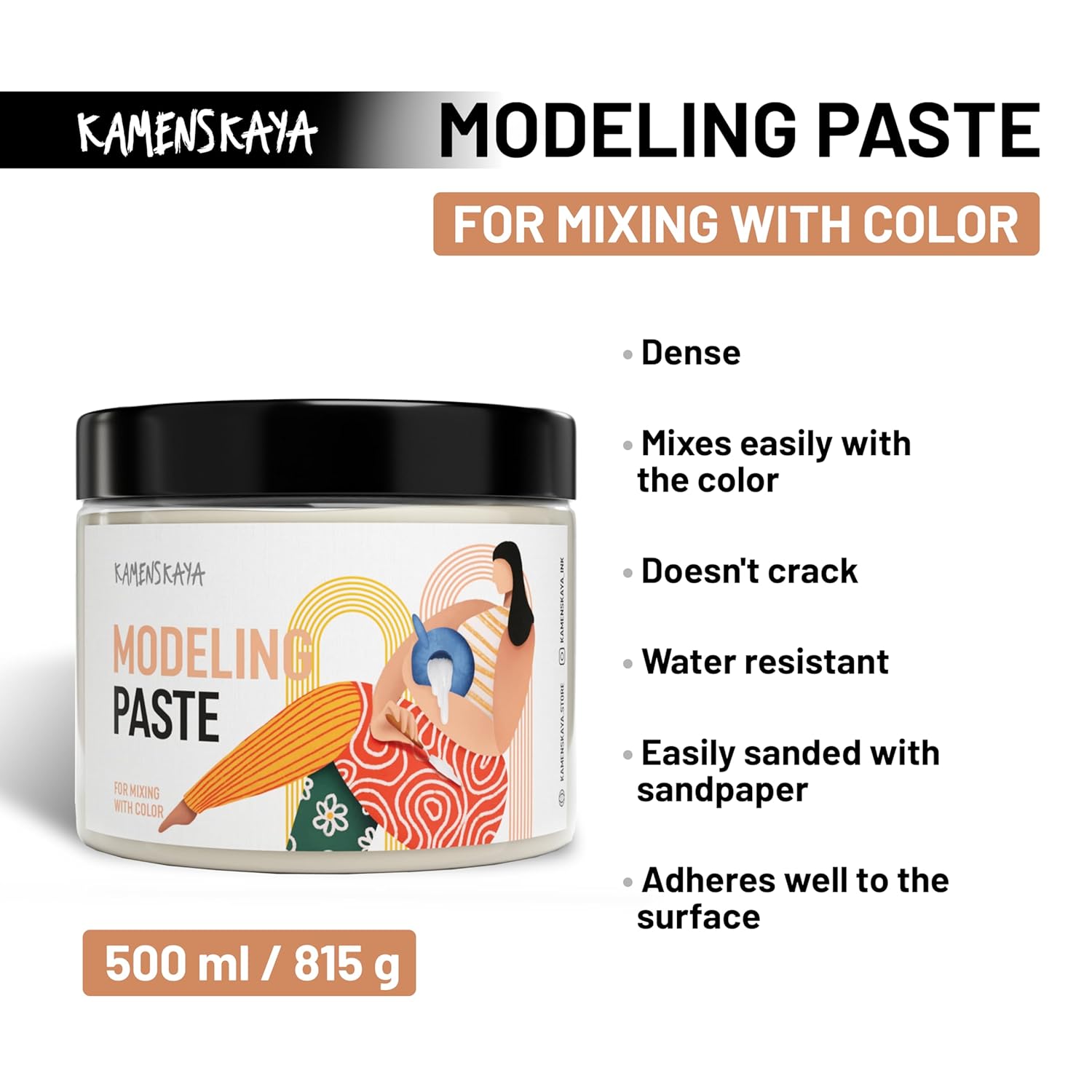 Modeling Paste For Textured Art And Acrylic Painting (Texture Paste For Canvas) - 16.9 Fl Oz (500 Ml)