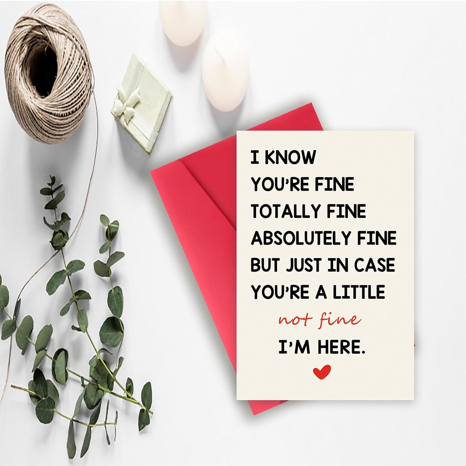Funny Encouragement Cards For Women Men, Sweet Thinking Of You Card For Him Her, Get Well Soon Card, Positive Card, You’Re Totally Fine I’M Here For You Card